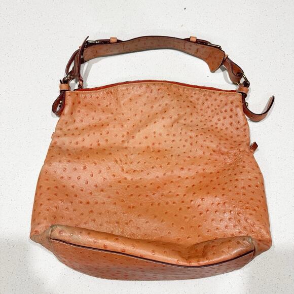 Dooney & Bourke Dillen Ostrich Leather Pink Shoulder Hobo Bag - Picture 7 of 8